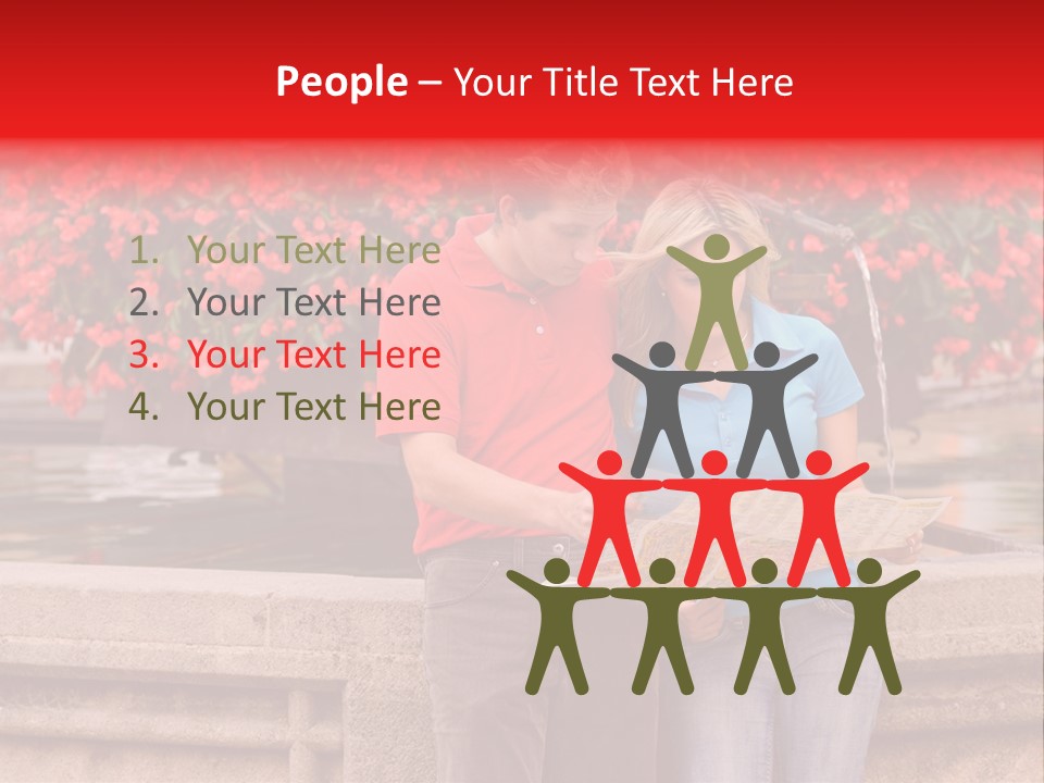 Tourist, A Couple, Are On Sightseeing Tour, With A Map PowerPoint Template