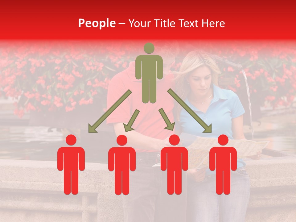 Tourist, A Couple, Are On Sightseeing Tour, With A Map PowerPoint Template