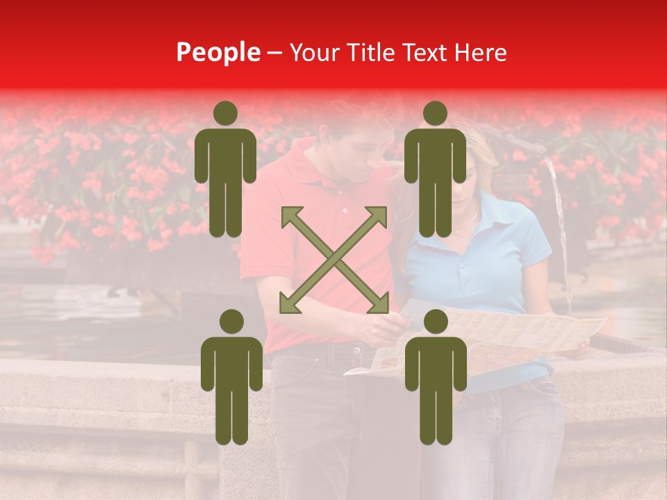 Tourist, A Couple, Are On Sightseeing Tour, With A Map PowerPoint Template