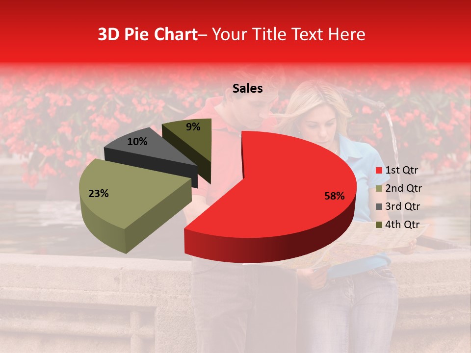 Tourist, A Couple, Are On Sightseeing Tour, With A Map PowerPoint Template