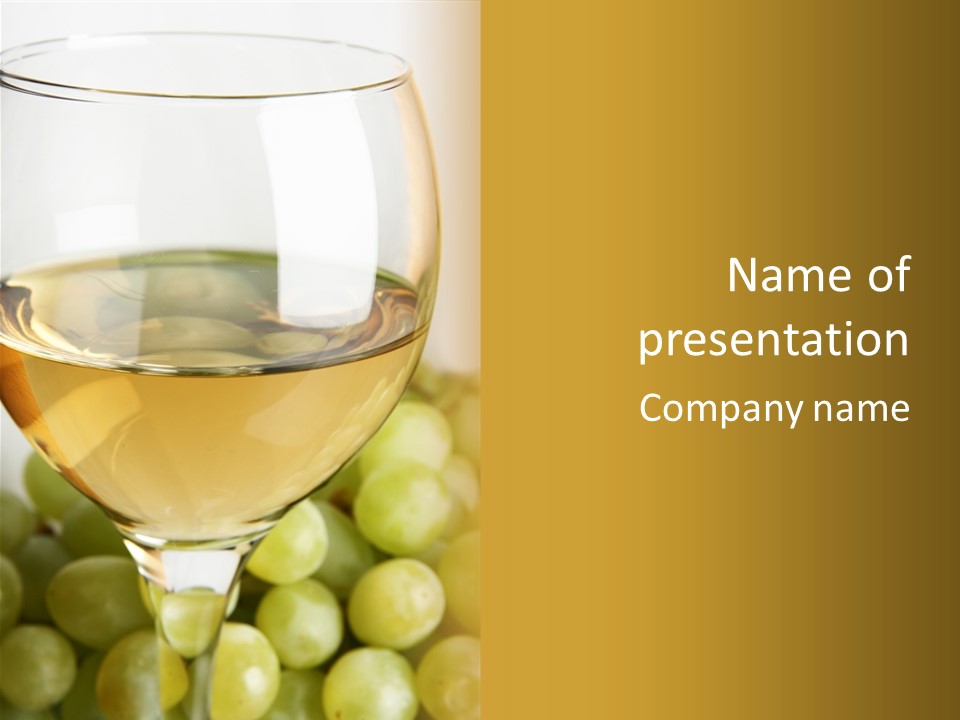 Still-Life With Bunch Of Grapes And White Wine PowerPoint Template