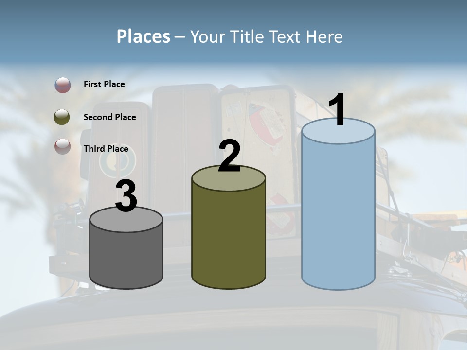 Classic Old Car With Vintage Worn Suitcases On Roof PowerPoint Template