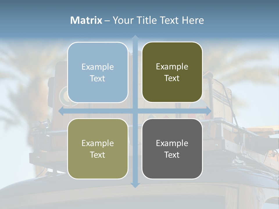 Classic Old Car With Vintage Worn Suitcases On Roof PowerPoint Template