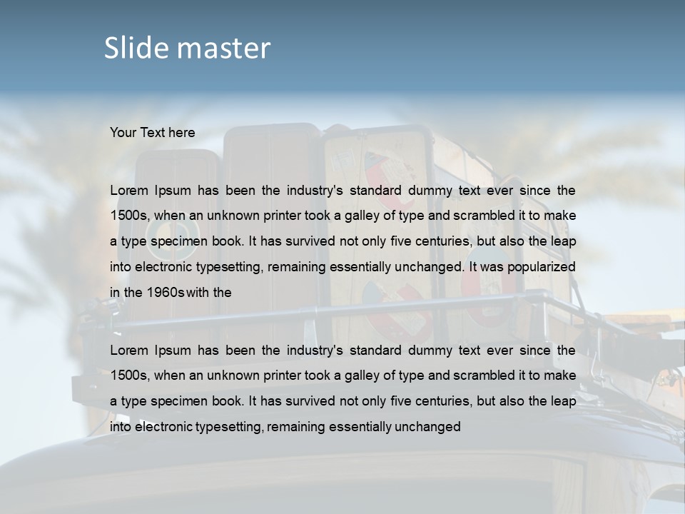 Classic Old Car With Vintage Worn Suitcases On Roof PowerPoint Template