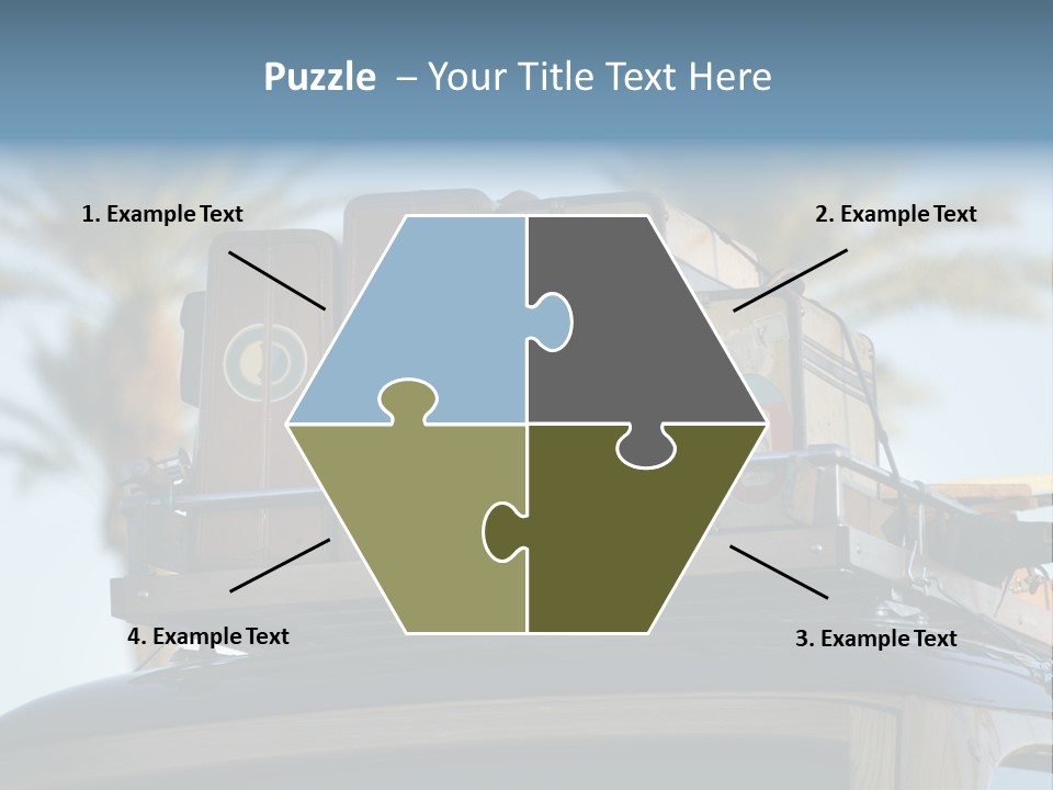 Classic Old Car With Vintage Worn Suitcases On Roof PowerPoint Template