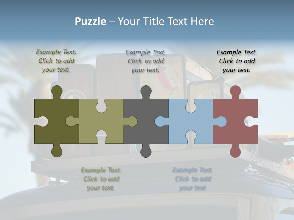 Classic Old Car With Vintage Worn Suitcases On Roof PowerPoint Template