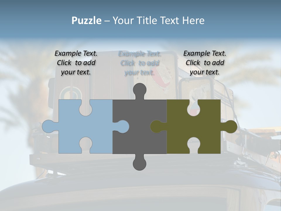 Classic Old Car With Vintage Worn Suitcases On Roof PowerPoint Template