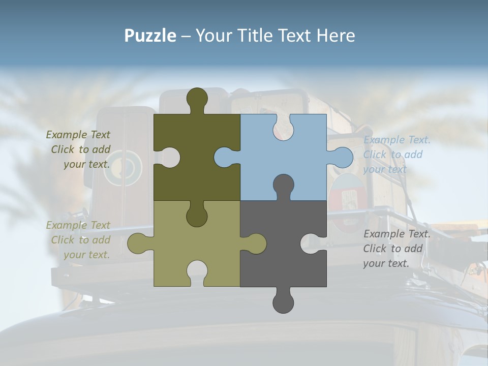 Classic Old Car With Vintage Worn Suitcases On Roof PowerPoint Template