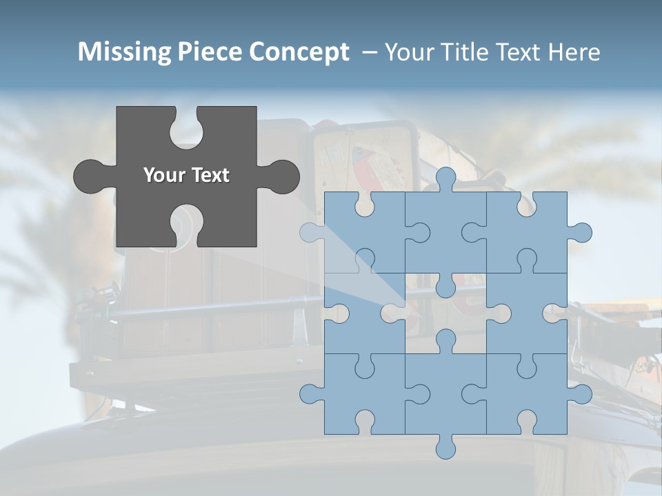 Classic Old Car With Vintage Worn Suitcases On Roof PowerPoint Template