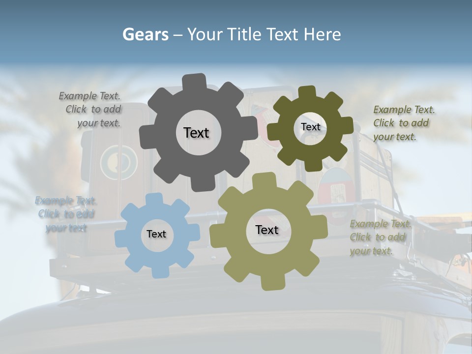 Classic Old Car With Vintage Worn Suitcases On Roof PowerPoint Template