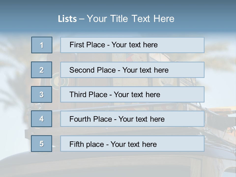 Classic Old Car With Vintage Worn Suitcases On Roof PowerPoint Template