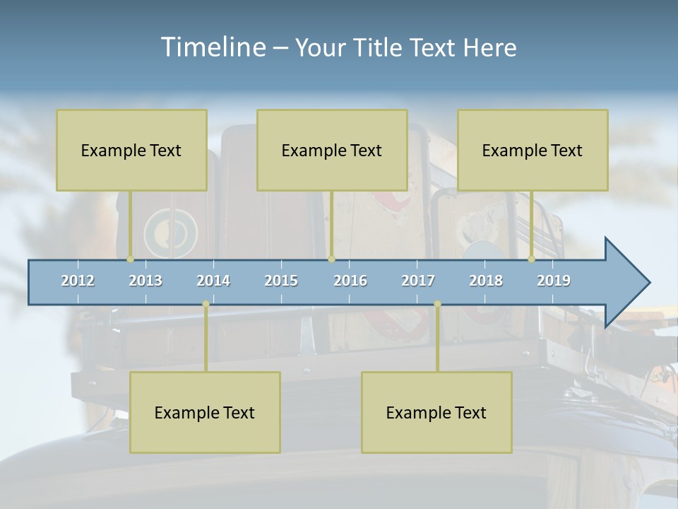 Classic Old Car With Vintage Worn Suitcases On Roof PowerPoint Template