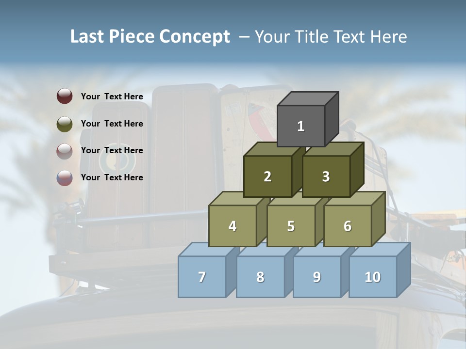 Classic Old Car With Vintage Worn Suitcases On Roof PowerPoint Template