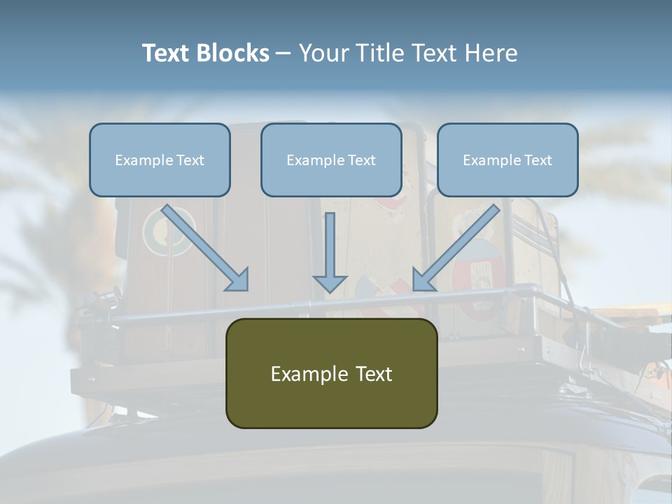 Classic Old Car With Vintage Worn Suitcases On Roof PowerPoint Template