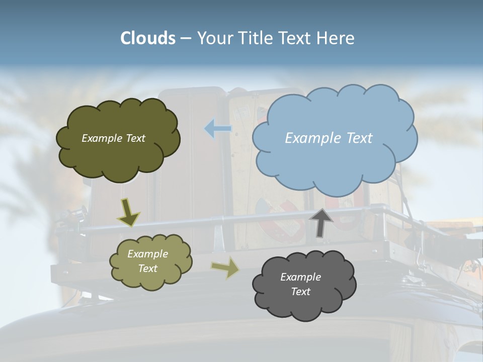 Classic Old Car With Vintage Worn Suitcases On Roof PowerPoint Template