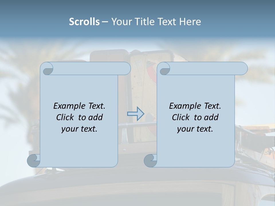 Classic Old Car With Vintage Worn Suitcases On Roof PowerPoint Template