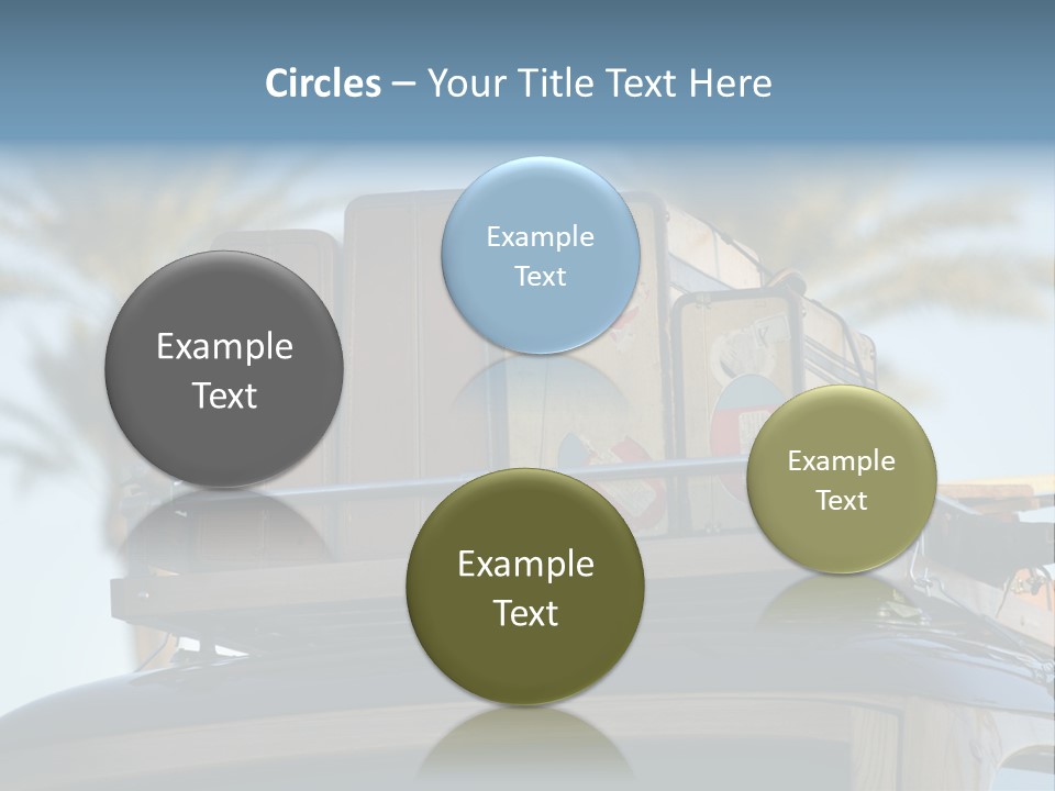 Classic Old Car With Vintage Worn Suitcases On Roof PowerPoint Template