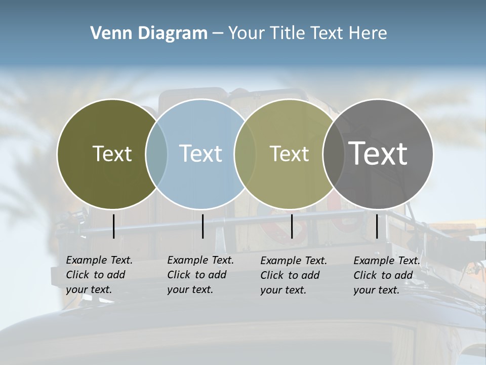 Classic Old Car With Vintage Worn Suitcases On Roof PowerPoint Template