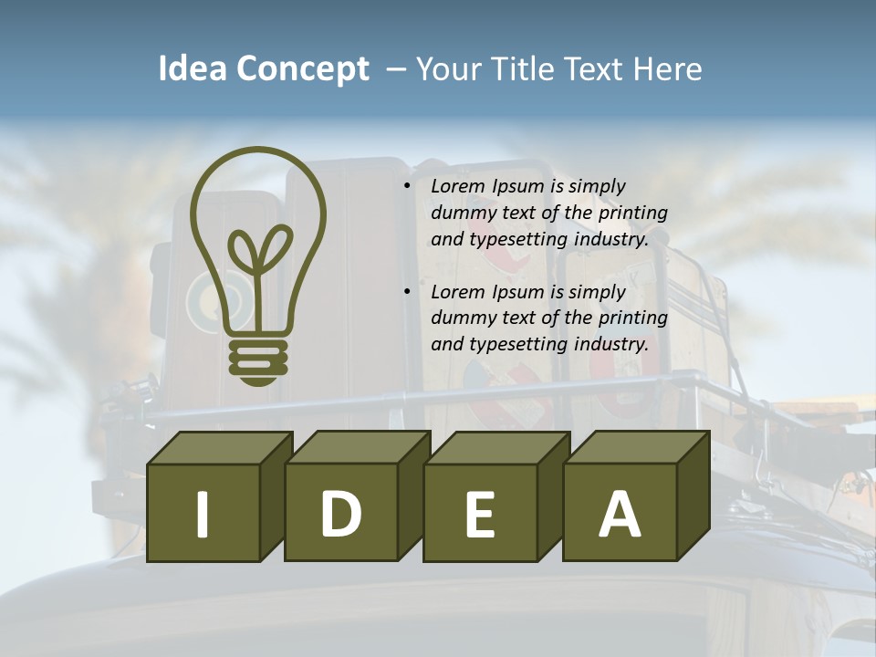 Classic Old Car With Vintage Worn Suitcases On Roof PowerPoint Template