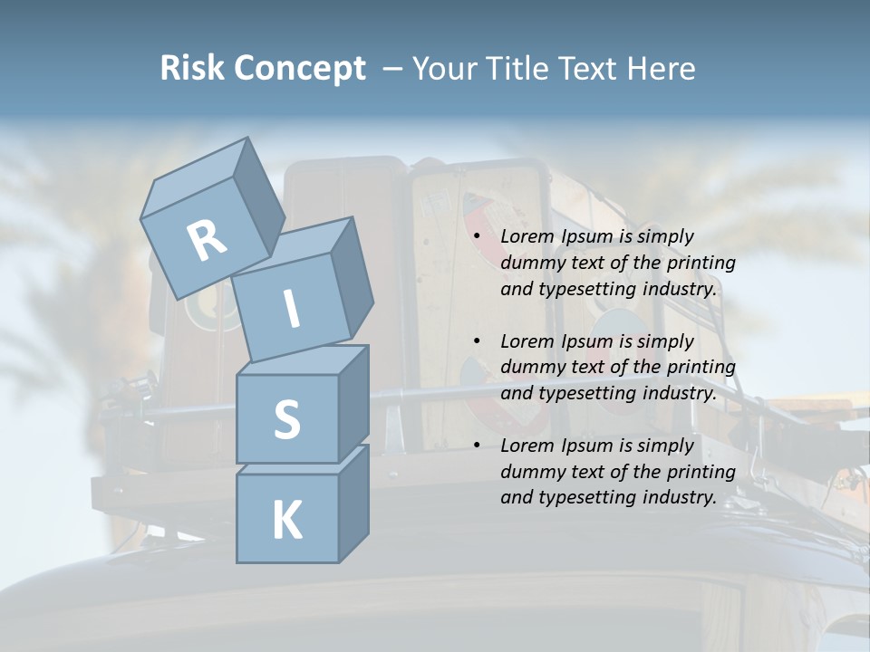 Classic Old Car With Vintage Worn Suitcases On Roof PowerPoint Template