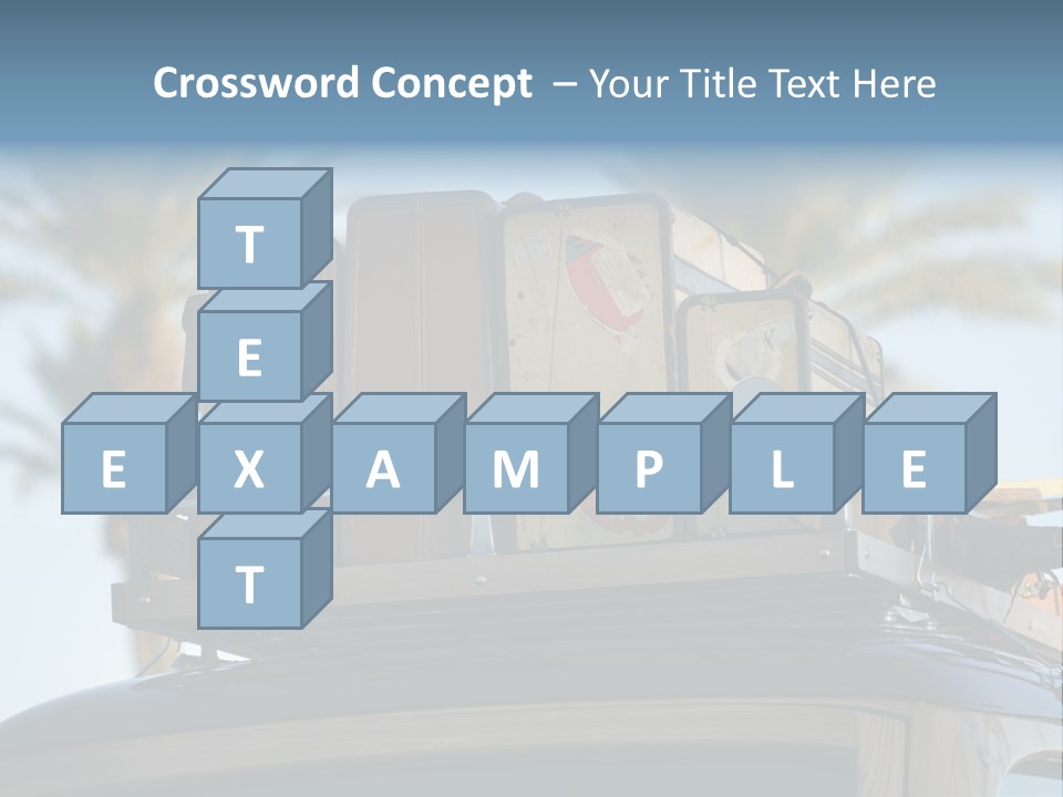 Classic Old Car With Vintage Worn Suitcases On Roof PowerPoint Template