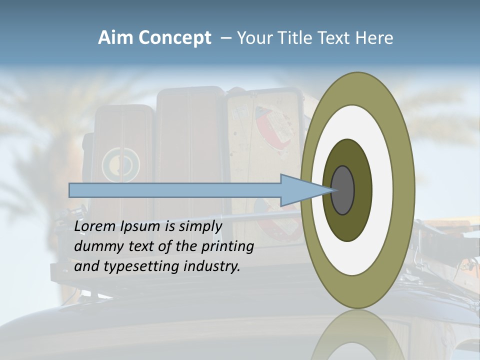 Classic Old Car With Vintage Worn Suitcases On Roof PowerPoint Template