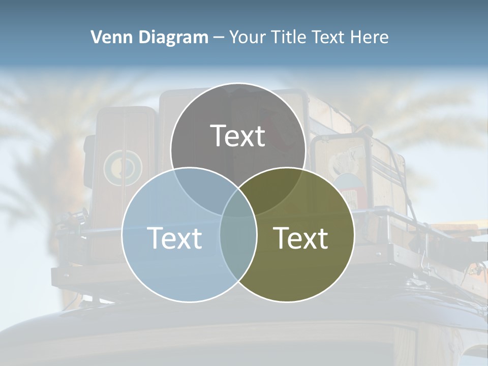 Classic Old Car With Vintage Worn Suitcases On Roof PowerPoint Template