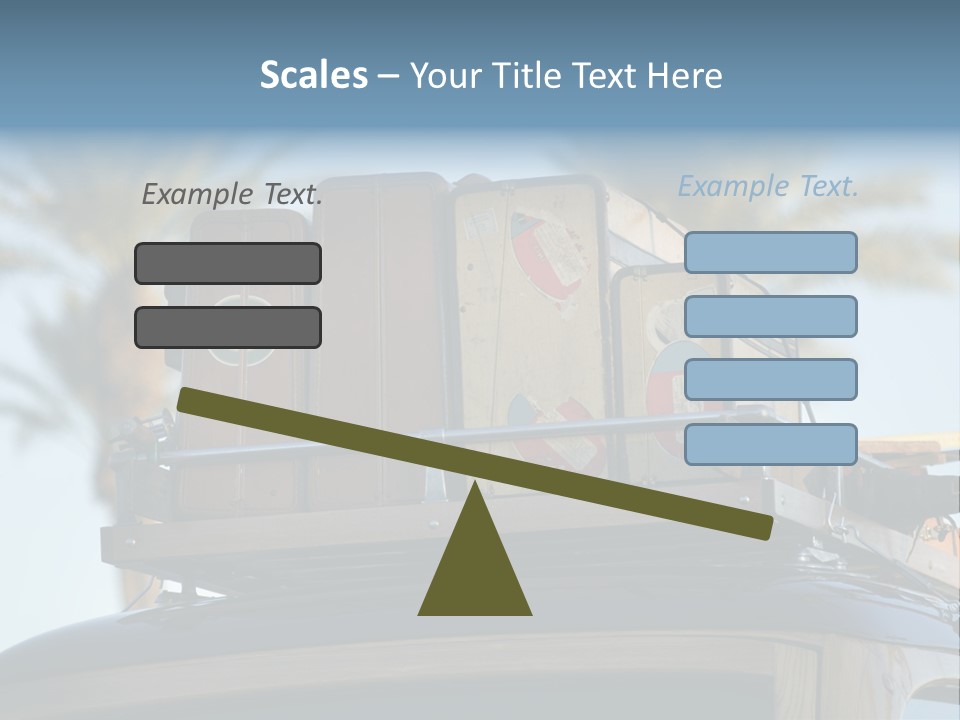Classic Old Car With Vintage Worn Suitcases On Roof PowerPoint Template