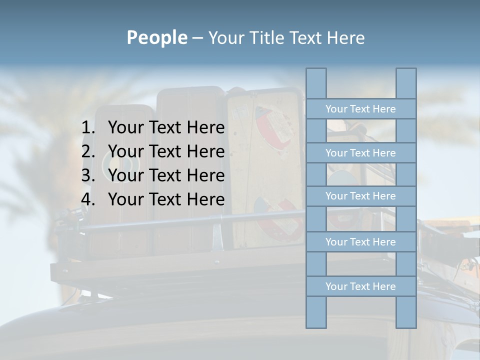 Classic Old Car With Vintage Worn Suitcases On Roof PowerPoint Template