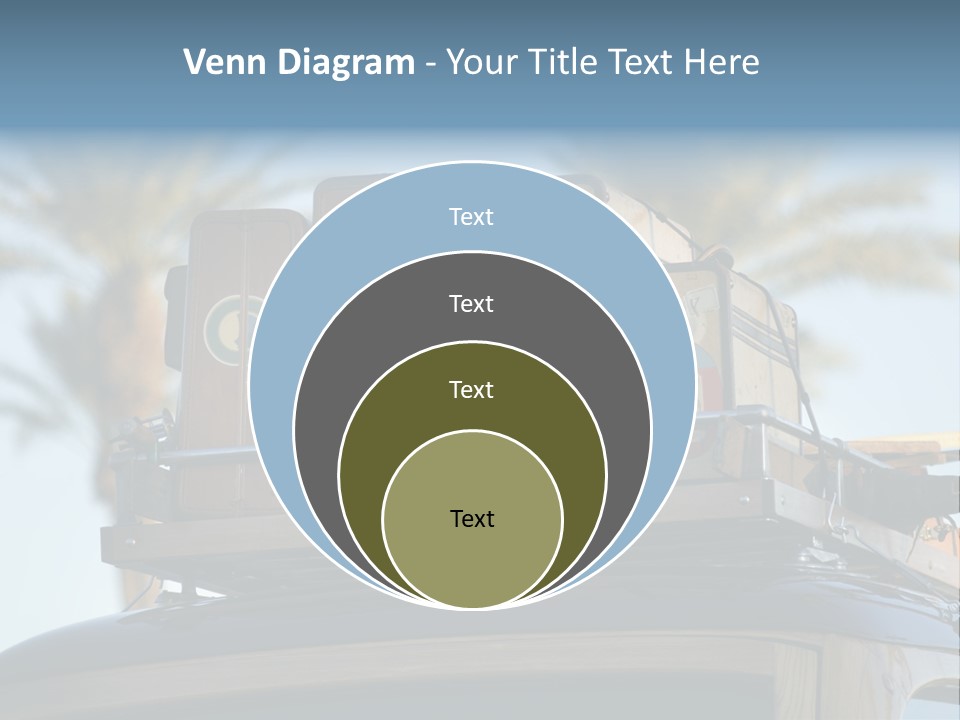 Classic Old Car With Vintage Worn Suitcases On Roof PowerPoint Template