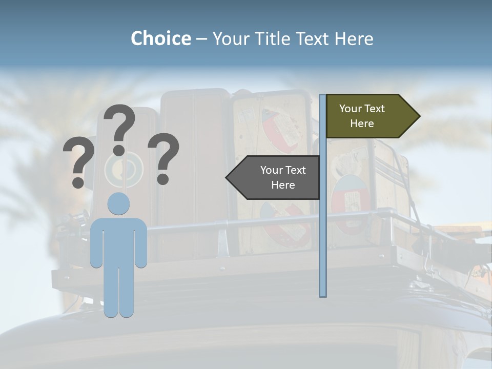 Classic Old Car With Vintage Worn Suitcases On Roof PowerPoint Template