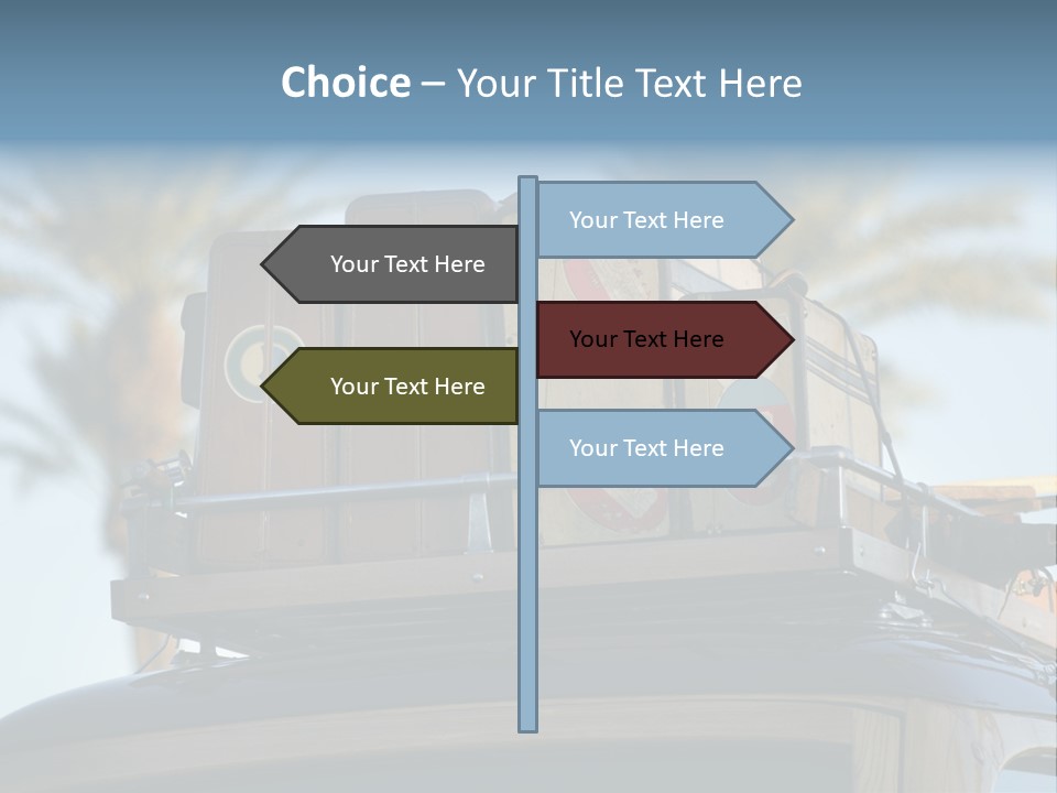 Classic Old Car With Vintage Worn Suitcases On Roof PowerPoint Template
