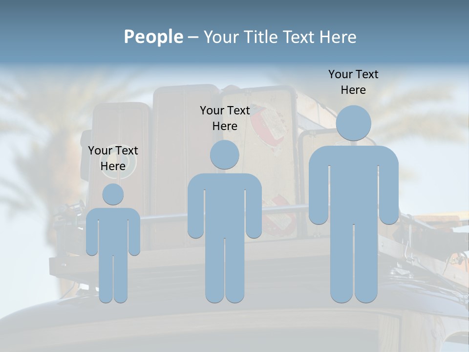 Classic Old Car With Vintage Worn Suitcases On Roof PowerPoint Template