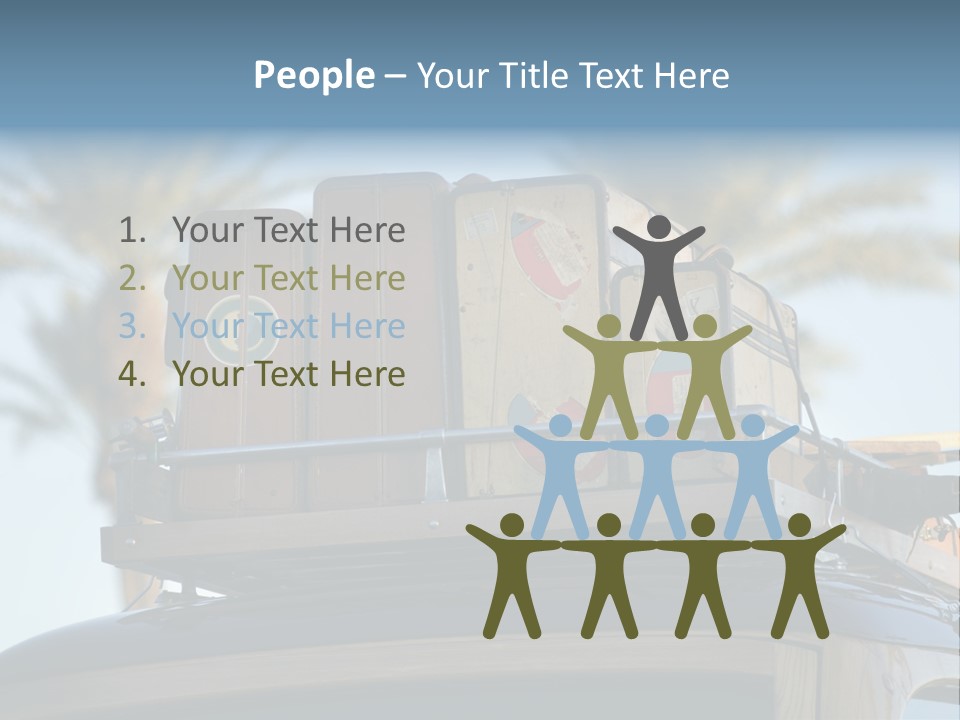 Classic Old Car With Vintage Worn Suitcases On Roof PowerPoint Template