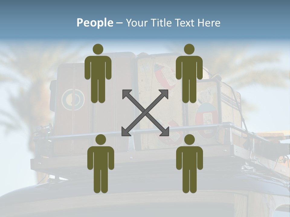 Classic Old Car With Vintage Worn Suitcases On Roof PowerPoint Template