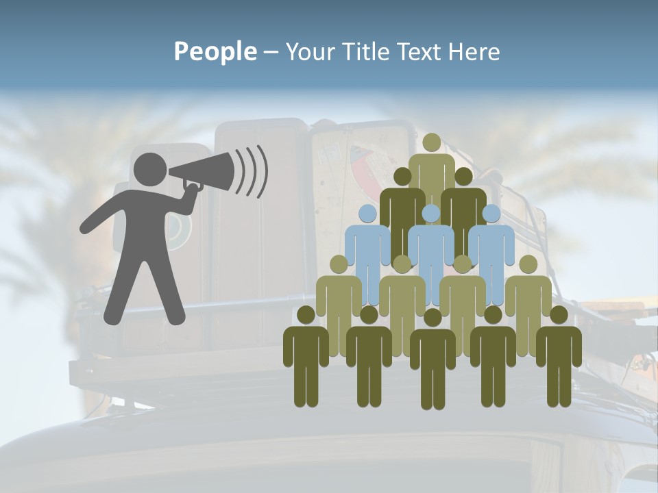 Classic Old Car With Vintage Worn Suitcases On Roof PowerPoint Template