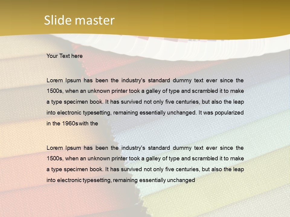 Samples Of A Fabric And Opened Color Card With Various Colors PowerPoint Template