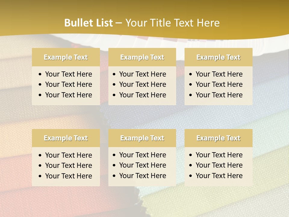 Samples Of A Fabric And Opened Color Card With Various Colors PowerPoint Template
