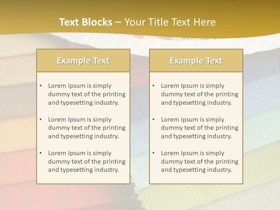 Samples Of A Fabric And Opened Color Card With Various Colors PowerPoint Template