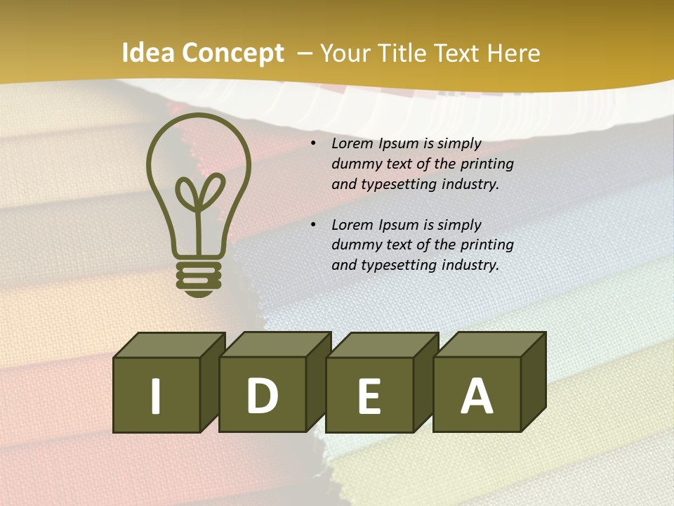 Samples Of A Fabric And Opened Color Card With Various Colors PowerPoint Template