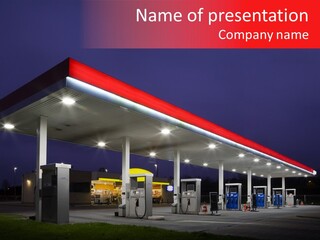 Gas Station At Night PowerPoint Template