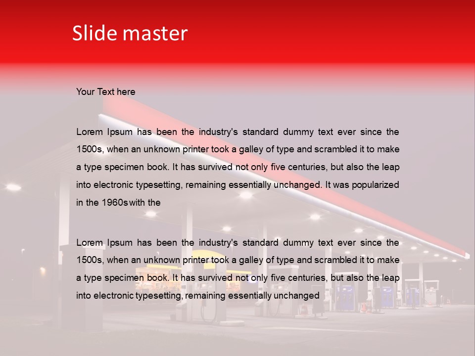 Gas Station At Night PowerPoint Template
