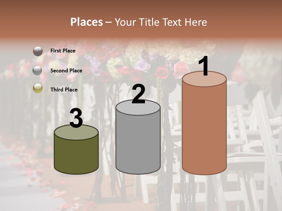 Beautiful Wedding Flower Arrangement Of Seats Along The Aisle PowerPoint Template