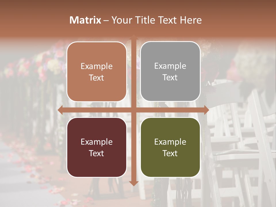 Beautiful Wedding Flower Arrangement Of Seats Along The Aisle PowerPoint Template