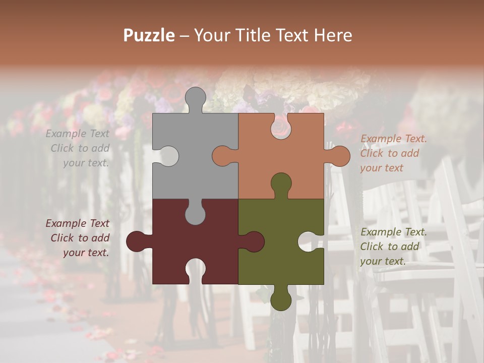 Beautiful Wedding Flower Arrangement Of Seats Along The Aisle PowerPoint Template