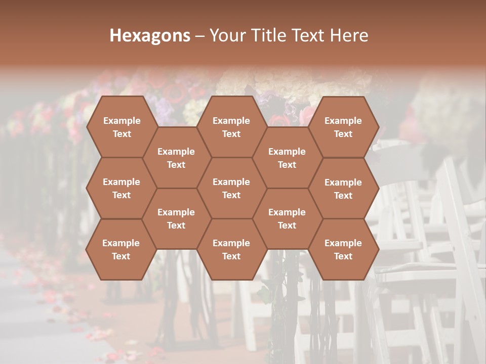 Beautiful Wedding Flower Arrangement Of Seats Along The Aisle PowerPoint Template