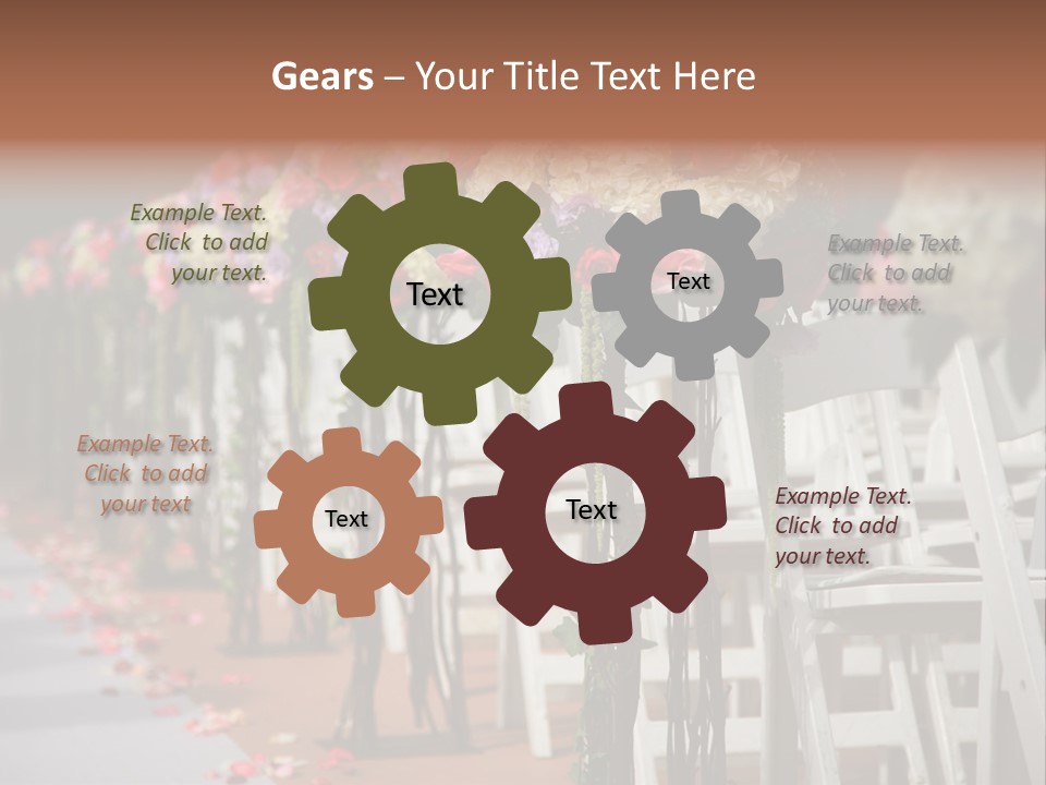 Beautiful Wedding Flower Arrangement Of Seats Along The Aisle PowerPoint Template