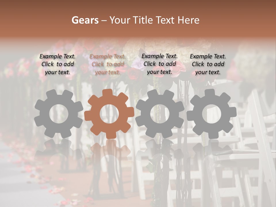 Beautiful Wedding Flower Arrangement Of Seats Along The Aisle PowerPoint Template