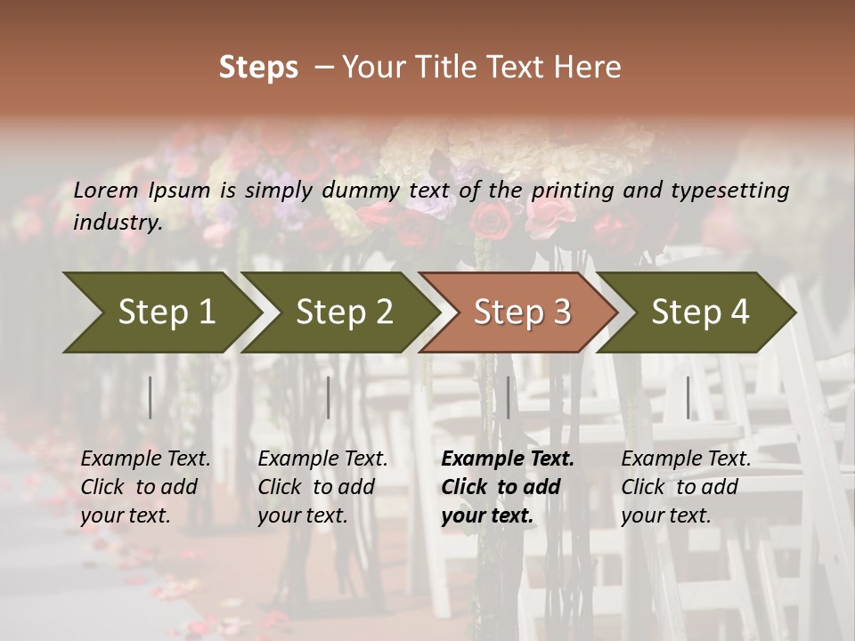Beautiful Wedding Flower Arrangement Of Seats Along The Aisle PowerPoint Template