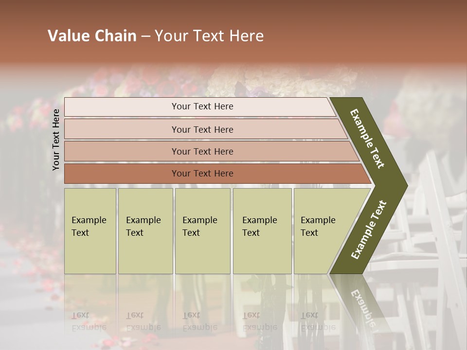Beautiful Wedding Flower Arrangement Of Seats Along The Aisle PowerPoint Template